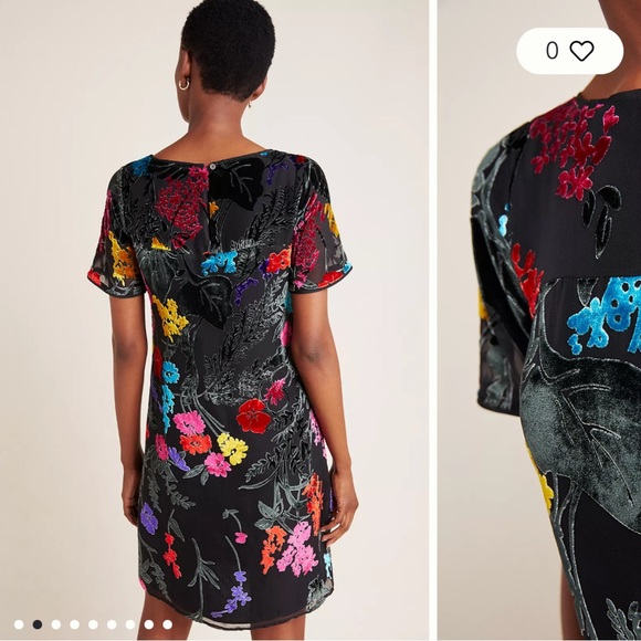 Anthropologie MAEVE Alisa velvet colorful dress, 8. - Picture 3 of 10